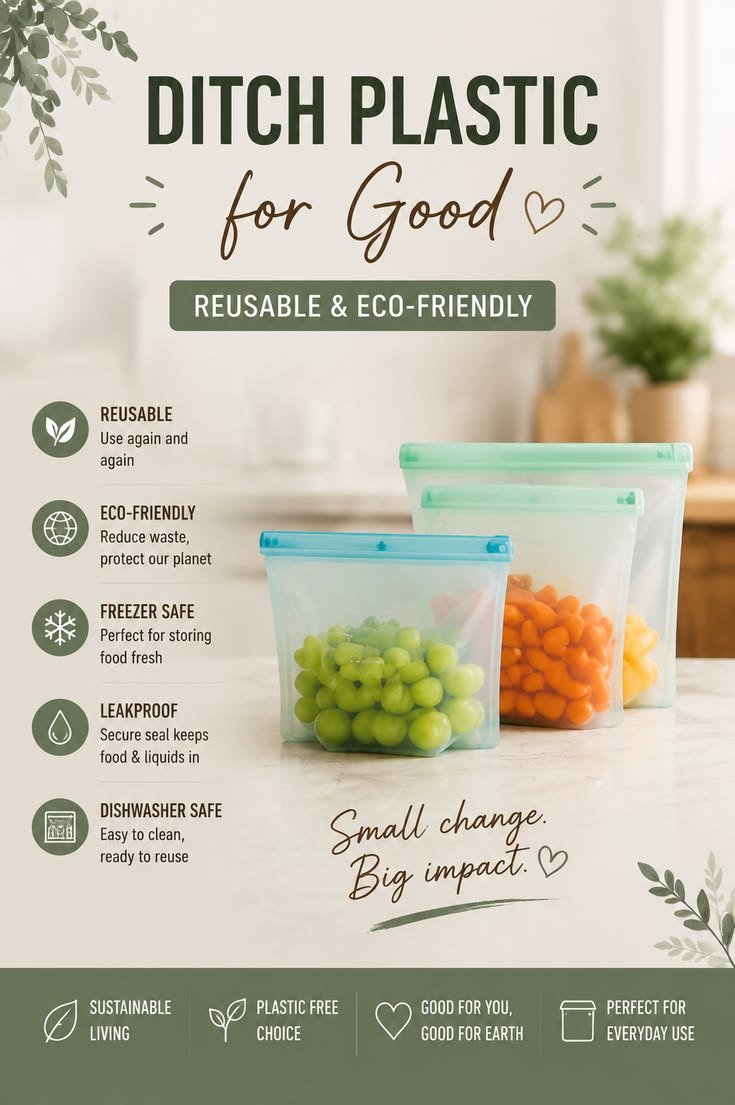 FreshSeal™ Reusable Silicone Food Storage Bags